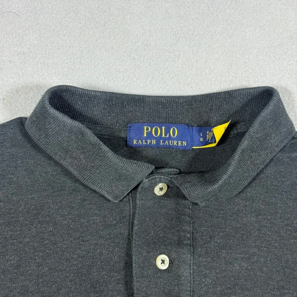 Polo Ralph Lauren Mens Charcoal Gray Short Sleeve Pony‎ Logo Polo Shirt Size L